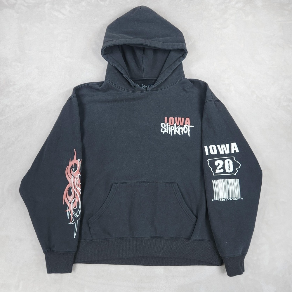 Slipknot Hoodie Mens Large Black Iowa 20 Graphic Print Fleece Pullover Band